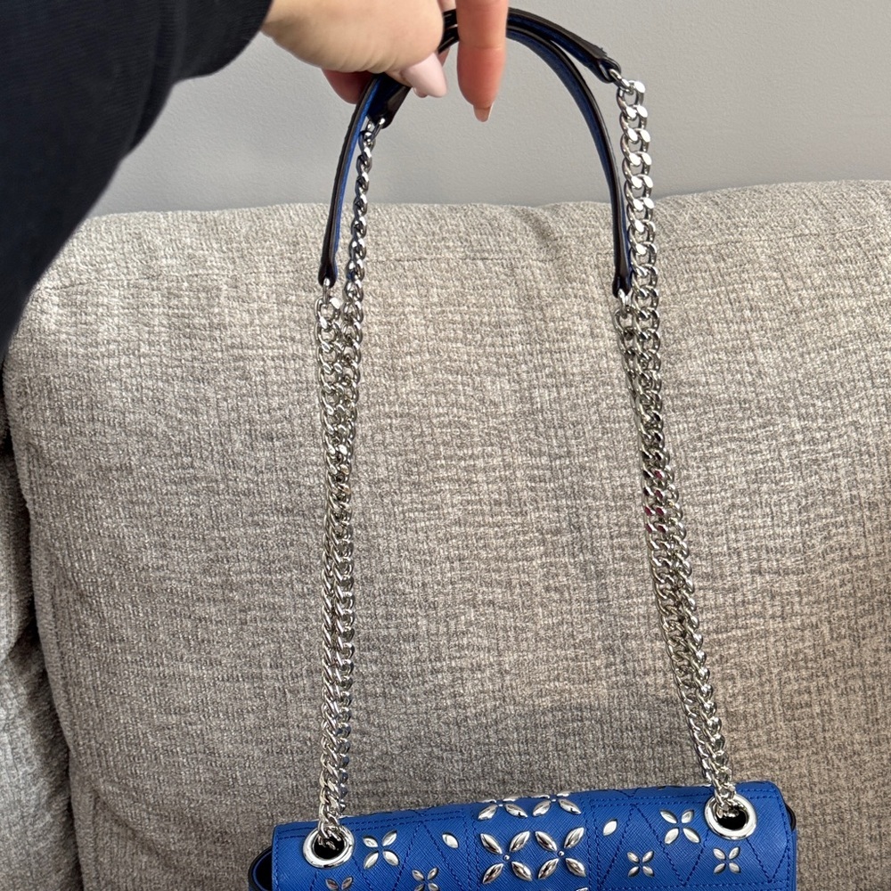 Michael Kors Blue Crossbody Bag with Silver Details - Picture 5 of 6